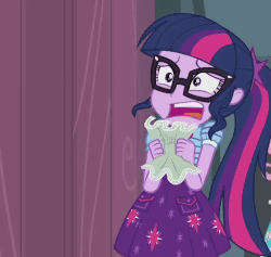 Size: 750x712 | Tagged: safe, screencap, sci-twi, twilight sparkle, equestria girls, equestria girls series, g4, stressed in show, animated, female, frustrated, hyperventilating, sad, screaming, twilight snapple, unhappy