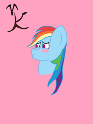 Size: 1280x1707 | Tagged: safe, artist:valravnknight, rainbow dash, pegasus, pony, g4, blushing, bust, female, simple background, solo