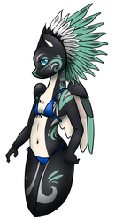 Size: 723x1395 | Tagged: safe, artist:cryssycat, oc, oc only, oc:alpine apotheon, pegasus, anthro, bikini, clothes, female, looking at you, mare, simple background, solo, swimsuit, ych result