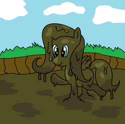 Size: 805x800 | Tagged: safe, artist:amateur-draw, fluttershy, pegasus, pony, g4, covered in mud, female, fetish, ms paint, mud, muddy, solo, wet and messy