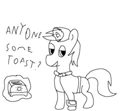 Size: 1000x900 | Tagged: safe, artist:amateur-draw, oc, oc only, oc:littlepip, pony, unicorn, fallout equestria, black and white, clothes, fanfic, fanfic art, female, glowing horn, grayscale, hooves, horn, jumpsuit, levitation, magic, mare, monochrome, ms paint, pipbuck, simple background, solo, telekinesis, toaster, toaster repair pony, vault suit, white background