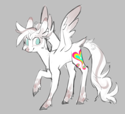 Size: 1386x1266 | Tagged: safe, artist:bebbies, oc, oc only, oc:marble mark, pegasus, pony, female, gray background, mare, raised hoof, simple background, solo, unshorn fetlocks