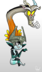 Size: 1080x1850 | Tagged: safe, artist:quynzel, discord, g4, crossover, midna, the legend of zelda, the legend of zelda: twilight princess