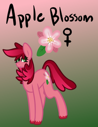 Size: 700x900 | Tagged: safe, artist:eppyminecart, oc, oc only, oc:apple blossom (ice1517), earth pony, pony, icey-verse, female, gradient background, mare, next generation, offspring, parent:big macintosh, parent:cheerilee, parents:cheerimac, solo, unshorn fetlocks
