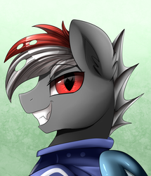 Size: 1722x2003 | Tagged: safe, artist:pridark, oc, oc only, changeling, changeling oc, commission, grin, looking at you, male, red changeling, smiling, solo