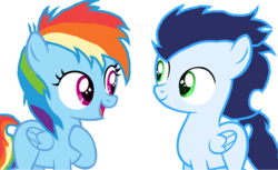 Size: 1122x686 | Tagged: safe, artist:rosienature123, rainbow dash, soarin', pony, g4, base used, colt, female, filly, male, ship:soarindash, shipping, straight