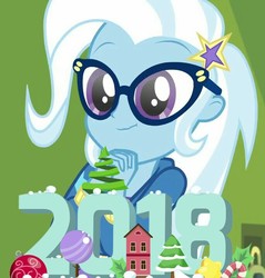 Size: 684x715 | Tagged: safe, trixie, equestria girls, g4, 2018, best trends forever: twilight sparkle, cute, diatrixes, female, glasses, scrunchy face, solo
