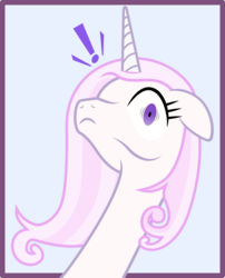 Size: 943x1169 | Tagged: safe, artist:grypher, derpibooru exclusive, fleur-de-lis, pony, g4, bust, exclamation point, female, floppy ears, looking at you, portrait, shocked, simple background, solo, vector, wide eyes