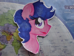 Size: 4896x3672 | Tagged: safe, artist:lovenotepony, firefly, pony, g1, female, map, solo, tongue out, traditional art