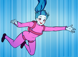Size: 1352x985 | Tagged: safe, artist:rileyav, sonata dusk, equestria girls, g4, alternate hairstyle, clothes, commission, falling, female, harness, jumpsuit, parachute, ponytail, reaching, skydiving, smiling, solo, tack