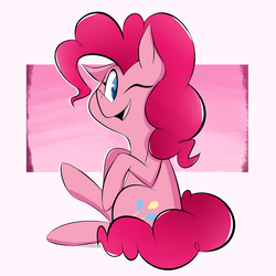 Size: 2000x2000 | Tagged: safe, artist:goldenled, pinkie pie, earth pony, pony, g4, cute, female, floppy ears, high res, one eye closed, solo, wink