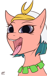 Size: 2500x4000 | Tagged: safe, artist:azerta56, derpibooru exclusive, somnambula, pony, g4, bedroom eyes, female, flat colors, human teeth, kitchen eyes, looking at you, maw, mawshot, no catchlights, open mouth, simple background, solo, tongue out, uvula, white background
