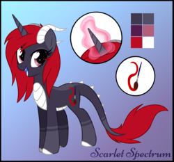 Size: 5451x5076 | Tagged: safe, artist:scarlet-spectrum, oc, oc only, oc:scarlet spectrum, dracony, hybrid, absurd resolution, female, glowing horn, horn, looking at you, mare, reference sheet, simple background, smiling, solo, transparent background