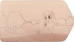 Size: 2816x1614 | Tagged: safe, artist:malte279, oc, oc only, oc:colonia, earth pony, pony, lake, mascot, outlines, pyrography, traditional art