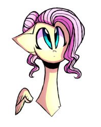 Size: 1567x1981 | Tagged: safe, artist:silvershadow17464, fluttershy, pegasus, pony, g4, alternate hairstyle, bust, female, floating wings, looking up, portrait, simple background, solo, transparent background