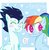 Size: 1024x1054 | Tagged: safe, artist:raradraws, rainbow dash, soarin', pony, g4, blushing, female, heart eyes, male, ship:soarindash, shipping, straight, wingding eyes