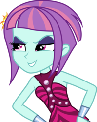 Size: 3000x3760 | Tagged: safe, artist:cloudy glow, sunny flare, equestria girls, equestria girls specials, g4, my little pony equestria girls: dance magic, bracelet, clothes, eyeshadow, female, high res, makeup, simple background, smiling, smug, solo, transparent background, vector