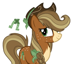 Size: 812x722 | Tagged: safe, artist:6-fingers-lover, oc, oc only, oc:lucky hoof, earth pony, pony, cowboy hat, female, hat, mare, offspring, parent:applejack, parent:trouble shoes, parents:troublejack, simple background, solo, stetson, transparent background