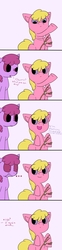 Size: 898x3600 | Tagged: safe, artist:puppyhowler, berry punch, berryshine, cherry berry, earth pony, pony, g4, ..., background pony, comic, dialogue, duo, duo female, female, i need a drink, i need a freaking drink, mare, pun, stick, visual pun