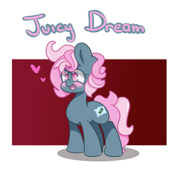 Size: 1511x1476 | Tagged: safe, artist:lou, oc, oc only, oc:juicy dream, earth pony, pony, blushing, happy, heart, smiling, solo