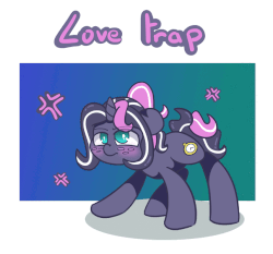 Size: 645x600 | Tagged: safe, artist:lou, oc, oc only, oc:love trap, demon, earth pony, pony, succubus, animated, blushing, freckles, horns, solo