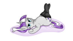 Size: 2560x1440 | Tagged: safe, artist:andelai, twilight velvet, pony, unicorn, g4, bedroom eyes, belly, belly button, chubby, clothes, fat, female, lingerie, looking at you, lying, mare, on back, simple background, socks, solo, stockings, thigh highs, transparent background, twilard velvet