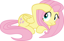 Size: 4377x2801 | Tagged: safe, artist:sinkbon, fluttershy, pony, for whom the sweetie belle toils, g4, .ai available, female, folded wings, looking sideways, mare, prone, simple background, solo, transparent background, vector, wings