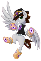 Size: 1024x1534 | Tagged: safe, artist:habijob, oc, oc only, oc:meteor shower, pegasus, pony, clothes, hat, lucio, male, overwatch, simple background, solo, stallion, transparent background