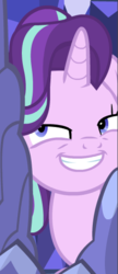 Size: 233x537 | Tagged: safe, screencap, starlight glimmer, pony, unicorn, a royal problem, g4, cropped, faic, female, mare, offscreen character, out of context, shit eating grin, solo