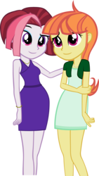 Size: 2771x4910 | Tagged: safe, artist:ironm17, cayenne, citrus blush, equestria girls, g4, bracelet, clothes, dress, duo, equestria girls-ified, jewelry, necklace, short-sleeved jacket, simple background, sleeveless, sleeveless dress, smiling, summer dress, transparent background, vector
