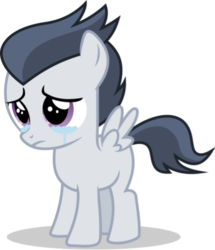 Size: 403x469 | Tagged: safe, artist:frownfactory, artist:jawsandgumballfan24, edit, rumble, pony, g4, colt, crying, male, offscreen character, sad, simple background, teary eyes, transparent background, vector, woobie