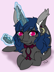 Size: 2408x3240 | Tagged: safe, artist:cottonbreeze, oc, oc only, bat pony, pony, unicorn, gem, high res, solo