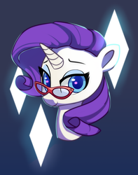 Size: 3000x3805 | Tagged: safe, artist:lilfunkman, rarity, pony, g4, bust, cutie mark background, female, glasses, high res, looking at you, mare, portrait, solo