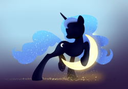 Size: 1986x1380 | Tagged: safe, artist:xbi, princess luna, pony, g4, crescent moon, female, moon, solo