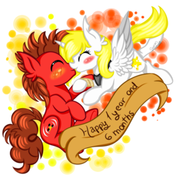Size: 2000x2000 | Tagged: safe, artist:shamy-crist, oc, oc only, oc:frequency spark, oc:sparkling wish, alicorn, earth pony, pony, alicorn oc, banner, blushing, female, high res, kissing, male, mare, oc x oc, shipping, simple background, stallion, straight, transparent background