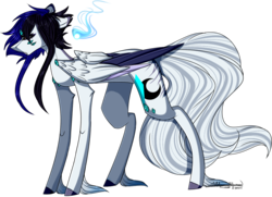 Size: 1005x726 | Tagged: safe, artist:ohflaming-rainbow, oc, oc only, oc:cyan crystal, pegasus, pony, colored wings, female, mare, multicolored wings, simple background, solo, transparent background