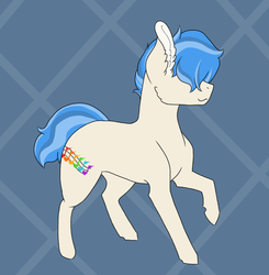 Size: 900x918 | Tagged: safe, artist:shortcake1284, oc, oc only, oc:sinatra, earth pony, pony, colt, hair over eyes, magical lesbian spawn, male, offspring, parent:coloratura, parent:sapphire shores, parents:sapphiratura, solo