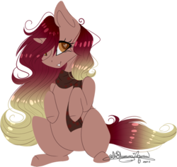 Size: 709x670 | Tagged: safe, artist:ohflaming-rainbow, oc, oc only, oc:coco, pony, unicorn, female, mare, simple background, sitting, solo, transparent background