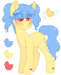 Size: 2257x2765 | Tagged: safe, artist:adostume, oc, oc only, oc:ellie, earth pony, pony, beanbrows, blushing, eyebrows, female, heart, heart eyes, high res, mare, pigtails, solo, wingding eyes