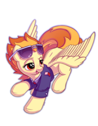 Size: 1100x1400 | Tagged: safe, artist:bobdude0, spitfire, pegasus, pony, g4, aviator sunglasses, bomber jacket, clothes, cute, cutefire, female, mare, simple background, solo, sunglasses, transparent background, wings