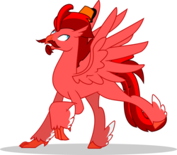 Size: 1024x894 | Tagged: safe, artist:mlp-trailgrazer, oc, oc only, oc:jasper pie, classical hippogriff, hippogriff, classical hippogriffied, feathered fetlocks, fez, hat, hippogriffied, raised claw, raised leg, simple background, solo, species swap, transparent background, vector