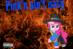 Size: 984x655 | Tagged: safe, derpibooru exclusive, pinkie pie, earth pony, pony, g4, cover art, rapper pie