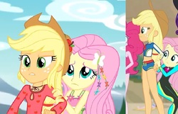 Size: 1998x1288 | Tagged: safe, applejack, fluttershy, equestria girls, equestria girls specials, g4, my little pony equestria girls: better together, my little pony equestria girls: forgotten friendship, my little pony equestria girls: legend of everfree, camp fashion show outfit
