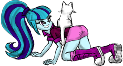 Size: 1388x752 | Tagged: artist needed, source needed, safe, sonata dusk, cat, equestria girls, g4, all fours, ass, butt, cute, grin, kitten, simple background, smiling, sonatabetes, transparent background