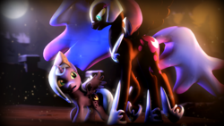 Size: 1920x1080 | Tagged: safe, artist:lunar57, nightmare moon, princess luna, pony, g4, 3d, female, filly, s1 luna, size difference, source filmmaker, woona, younger