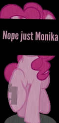 Size: 535x1119 | Tagged: safe, artist:theanimefanz, pinkie pie, earth pony, pony, g4, black bars, doki doki literature club!, dokomi, just monika, just pinkie, monika, nope just monika, pinkie monika, reference, solo, spoilers for another series