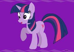 Size: 4000x2828 | Tagged: safe, artist:qeinone, twilight sparkle, pony, unicorn, g4, female, mare, open mouth, purple background, simple background, solo, unicorn twilight