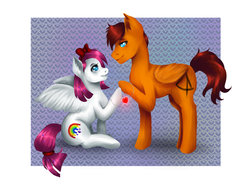 Size: 1600x1200 | Tagged: artist needed, safe, oc, oc only, oc:freya, oc:lucky, pony, cute, frecky, jewelry, necklace