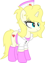 Size: 1280x1784 | Tagged: safe, artist:buckeyescozycafe, oc, oc only, oc:amelie liebling, pony, unicorn, clothes, female, mare, nurse, simple background, solo, transparent background