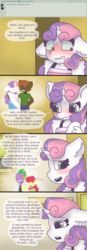 Size: 2124x6135 | Tagged: safe, artist:synnibear03, apple bloom, button mash, spike, sweetie belle, oc, oc:ponytale apple bloom, oc:ponytale button mash, oc:ponytale spike, oc:ponytale sweetie belle, anthro, comic:ponytale, g4, comic, female, implied canon x oc, implied lesbian, implied oc, implied oc:rossali, implied scootaloo, implied shipping, male, ship:spikebloom, ship:sweetiemash, shipping, straight